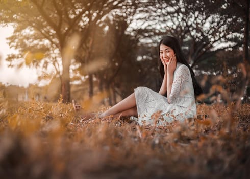 portrait of beautiful woman in the park