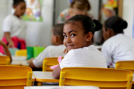 salvador, bahia, brazil - july 24, 2019: children are seen at a daycare center of the Bahia Military Police in the city of Salvador.