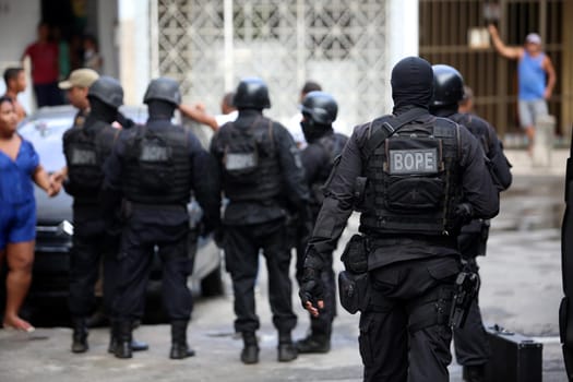 salvador, bahia, brazil - october 6, 2017: Members of the Batalhao de Operacoes Especiais - BOPE, are seen during operation in the city of Salvador.