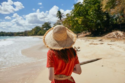 woman by the ocean beach start island landscape paradise. High quality photo