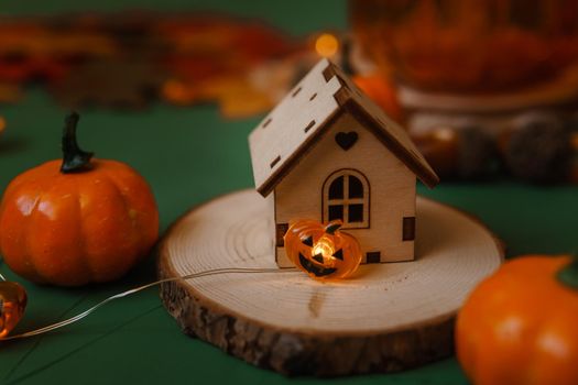 Autumn decor in the theme of the Halloween holiday