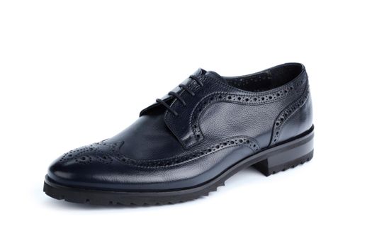Black leather formal male shoes isolated on white background
