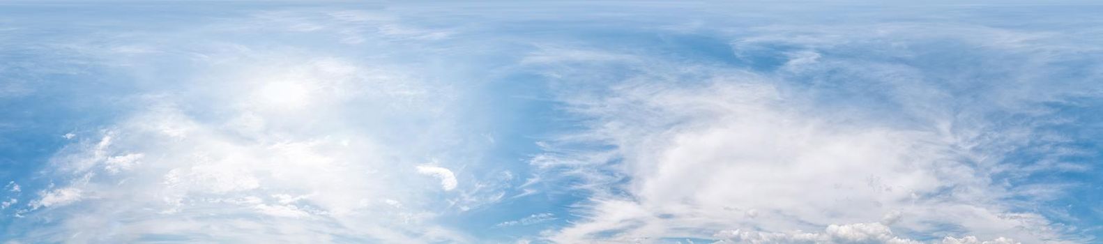 sky panorama with clouds without ground, for easy use in 3D graphics and panorama for composits in aerial and ground spherical panoramas as a sky dome