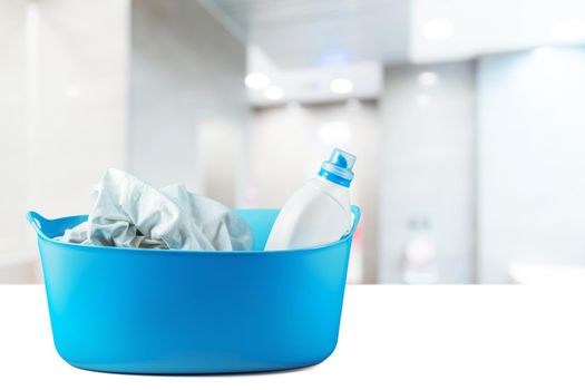 Blank dish washing liquid package close up