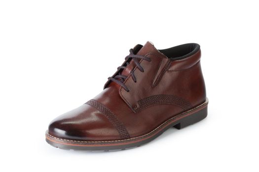 Brown formal male leather shoes isolated on white background
