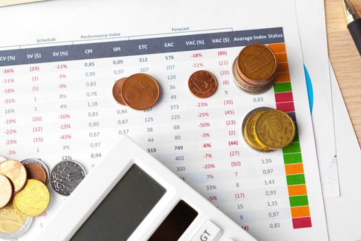 Financial accounting stock market graphs analysis close up