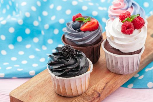Delicious Assortment of Beautiful Cupcakes close up