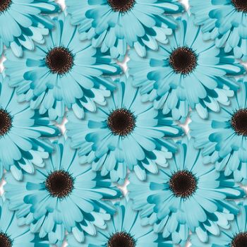 Blue Chamomile or gerbera seamless floral pattern. Summer flowers