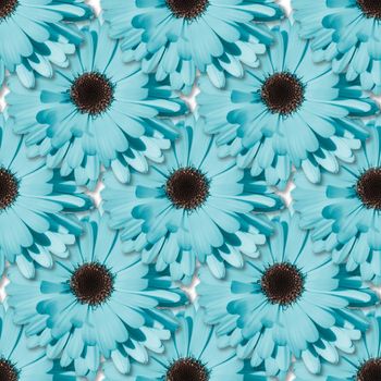 Blue Chamomile or gerbera seamless floral pattern. Summer flowers