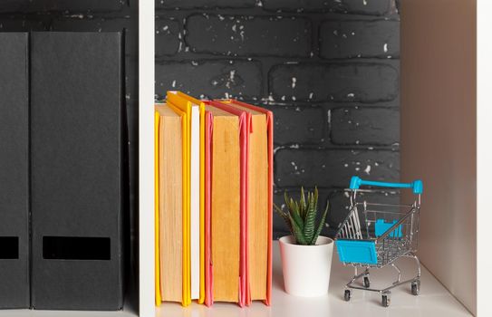 Education, studing and back to school concept Creative desk with stationery
