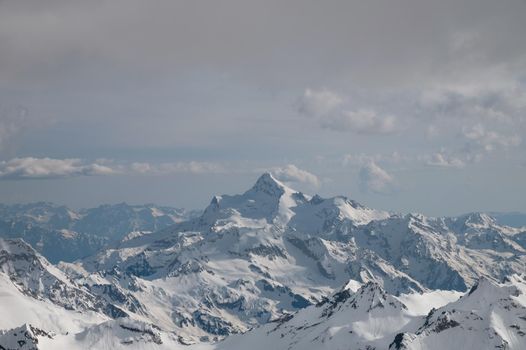 Nobody. The top of the Caucasian ridge is Mount Stavler. View from Mount Elbrus, Russia, Kabardino-Balkaria