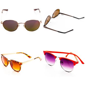 Set of sunglasses isolated on white background