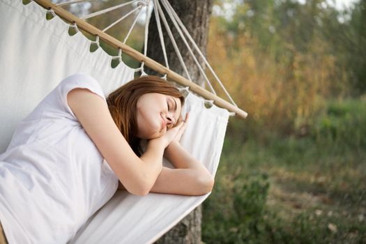 woman sleeping outdoors fresh air vacation travel. High quality photo