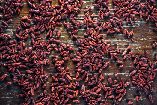 Red dried goji berries, texture