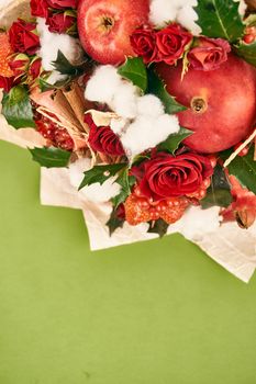 bouquet with red fruits cinnamon decoration gift organic. High quality photo