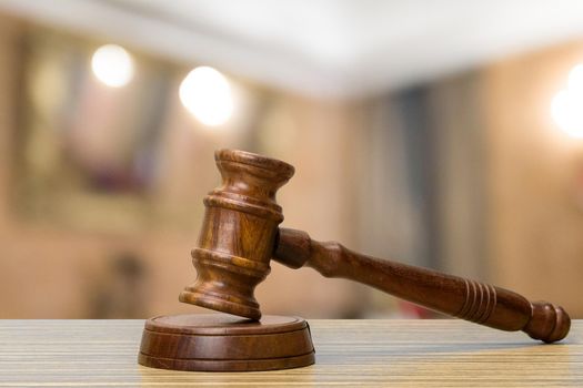 Judge's gavel on light background, front view. Law concept