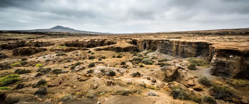 beautiful mountain landscape on the island of Lanzarote, Canary Islands