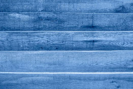 Wooden texture for background or mock up. Blue wood texture close up. Barn wall texture or rustic fence Banner toned in classic blue - color of the 2020 year