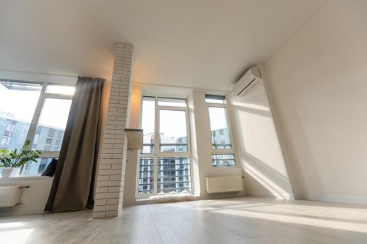 Spacious classic living room in black and white. Interior designed with style