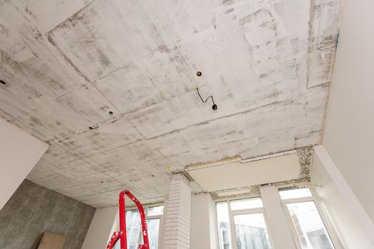 Installation of ceiling of gypsum board