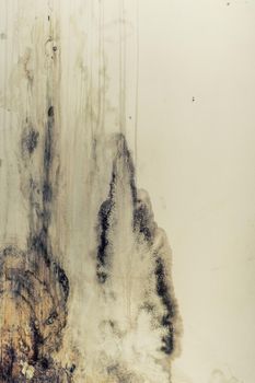 Big wet spots and cracks and black mold on the wall of the domestic house room after heavy rain and lot of water - Image