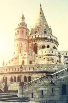 majestic view on famous Fishermen Bastion in Budapest