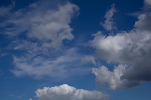 Blue summer sky white cumulus clouds background -image