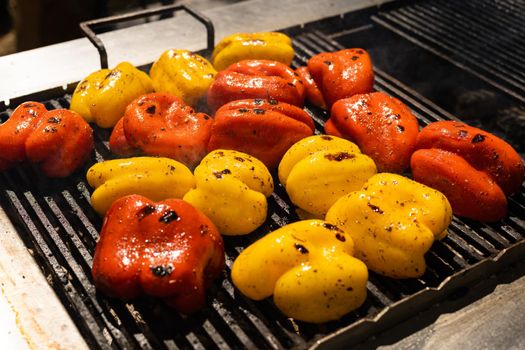 vegetables on a professional grill