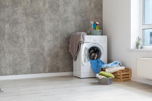Laundry room in new apartment.
