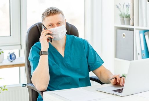 Doctor at work place during coronavirus epidemic