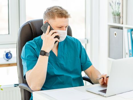 Doctor at work place during coronavirus epidemic