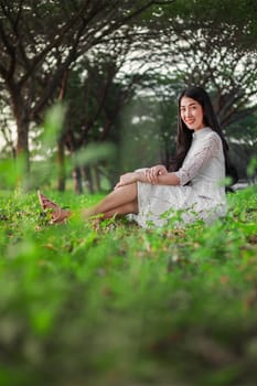 portrait of beautiful woman in the park