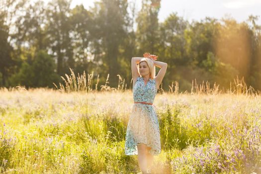 Enjoyment. Free Happy Woman Enjoying Nature. Beauty Girl Outdoor. Freedom concept