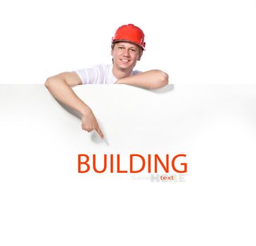 portrait of a builder on a white background