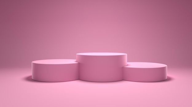 Winners podium, pedestal pink background, Award podium. 3D rendering illustration.