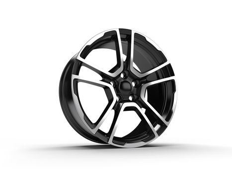 Car Alloy Rim isolated on white background 3D rendering illustration.