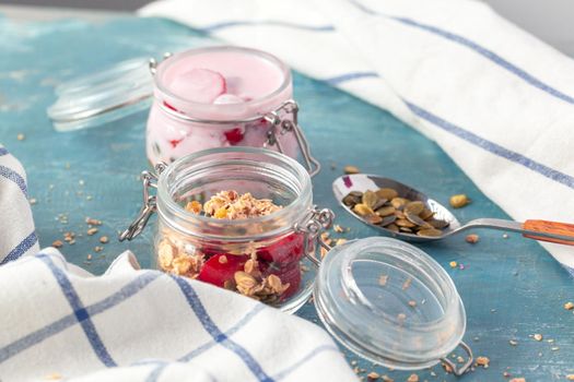 Breakfast parfait with homemade granola and yogurt