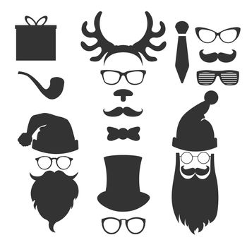 Christmas black silhouette set hipster style. illustration icons