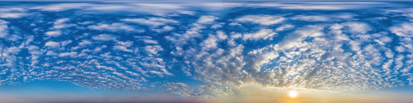 sky panorama with clouds without ground, for easy use in 3D graphics and panorama for composits in aerial and ground spherical panoramas as a sky dome