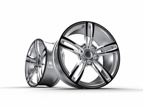 Automobile, aluminum disc. Isolated on white background 3D rendering illustration.
