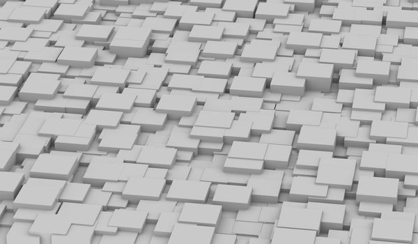 abstact white modern architecture background with white cubes on wall 3D rendering illustration