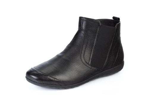 Black leather formal male shoes isolated on white background