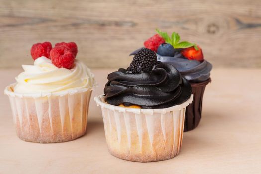 colorful cupcakes with different Tastes. Small beautifull cakes