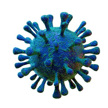 3D illustration of human virus, bacteria close-up, isolated on white background.