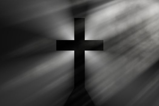 black cross, simple Christian cross sign, 3D rendering illustration.