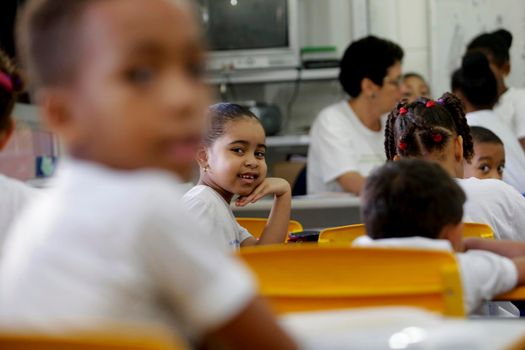salvador, bahia, brazil - july 24, 2019: children are seen at a daycare center of the Bahia Military Police in the city of Salvador.