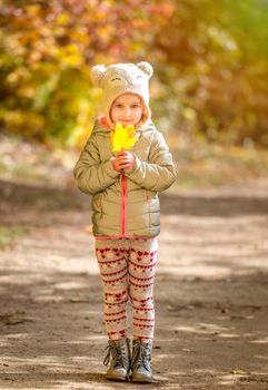 cute little girl in an autumn forest
