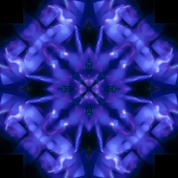 Abstract symmetric pattern background. The image with mirror effect. Kaleidoscopic abstract psychedelic design.