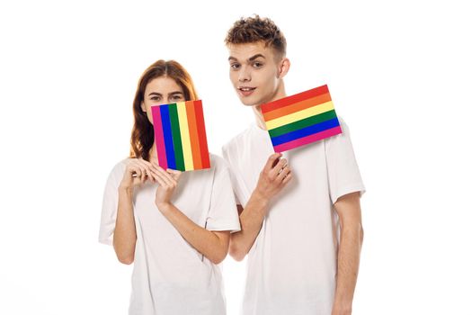 couple Flag lgbt transgender sexual minorities. High quality photo