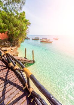 beautiful view of ocean on Turtles Island Slaves, Zanzibar, Africa